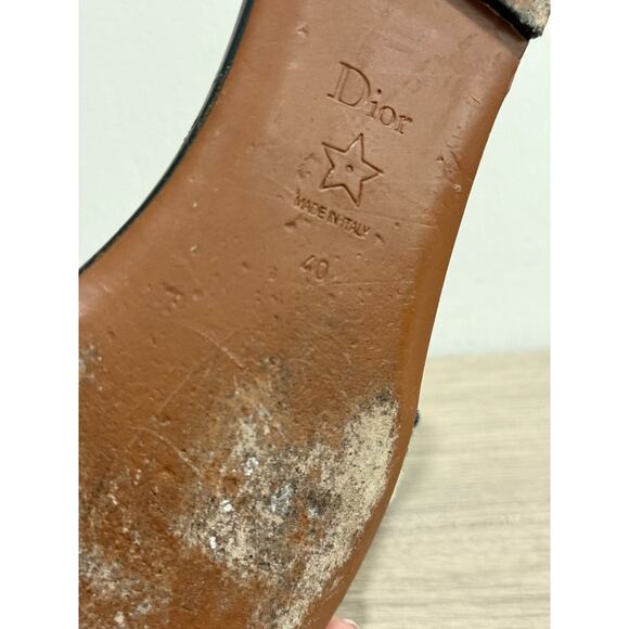 DIOR Dway Embroidered Cotton Flat Slides Sandals Black Women's Size 40 / US 10 - Picture 6 of 7